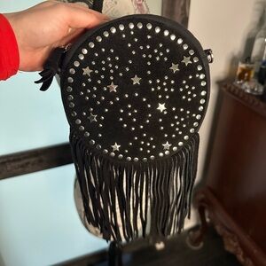 EARTHBOUND Black Starry Fringe Crossbody Bag